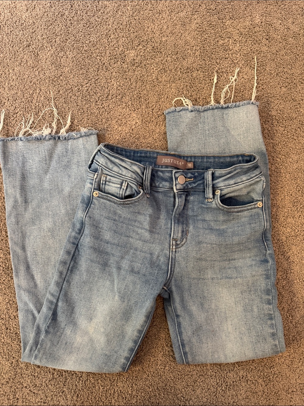 Just USA Faded Blue Girl’s Jeans with Frayed Hem